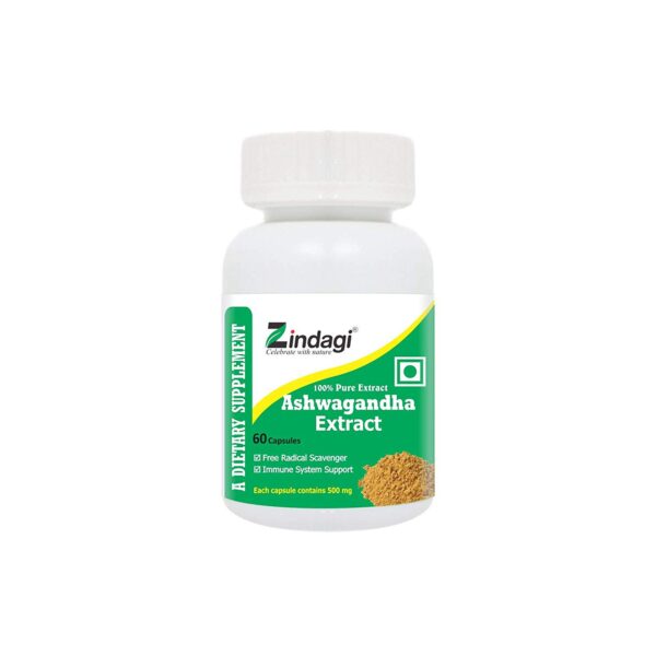 Zindagi Ashwagandha Extract Capsules - Health Supplement For Diabetic 60 Capsules
